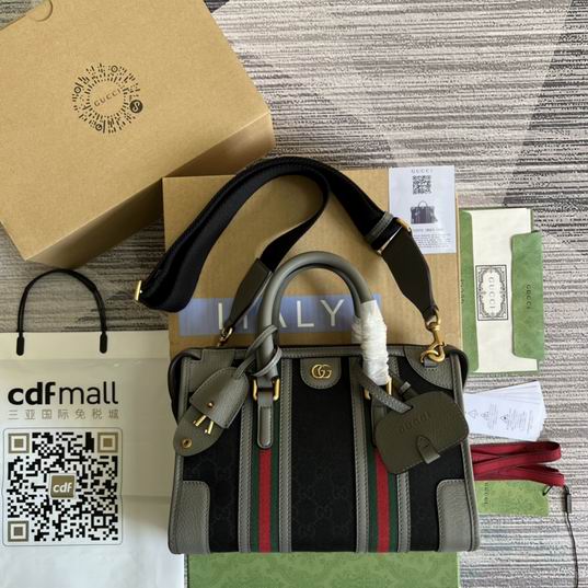 Gucci 715772灰皮-黑帆布27x18x14cm CN (1)