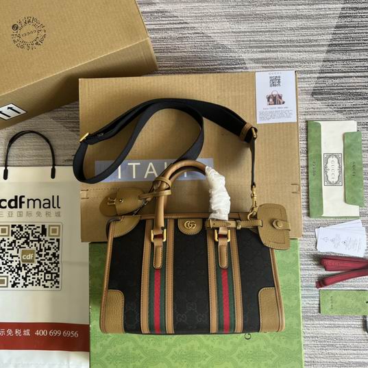 Gucci 715772棕皮-黑帆布27x18x14cm CN (1)