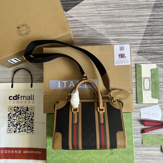 Gucci 715772棕皮-黑帆布27x18x14cm CN (1)