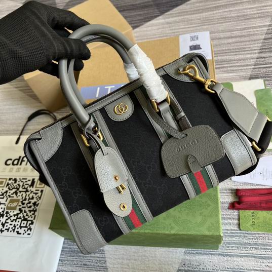 Gucci 715772灰皮-黑帆布27x18x14cm CN (1)