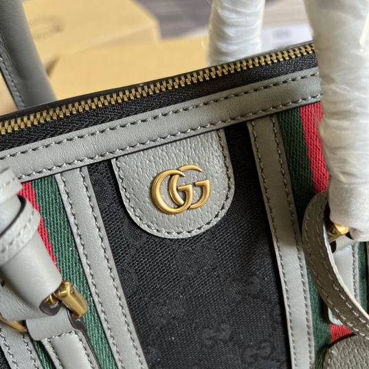Gucci 715772灰皮-黑帆布27x18x14cm CN (1)