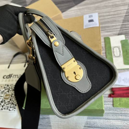 Gucci 715772灰皮-黑帆布27x18x14cm CN (1)