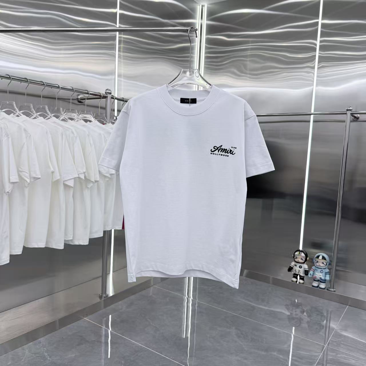 P85 AMLRI 2025春秋新款 320克 圆领短袖 立体彩色硅胶工艺 男女同款宽松版 S M L XL XXL 五个码 黑色 白色 灰色