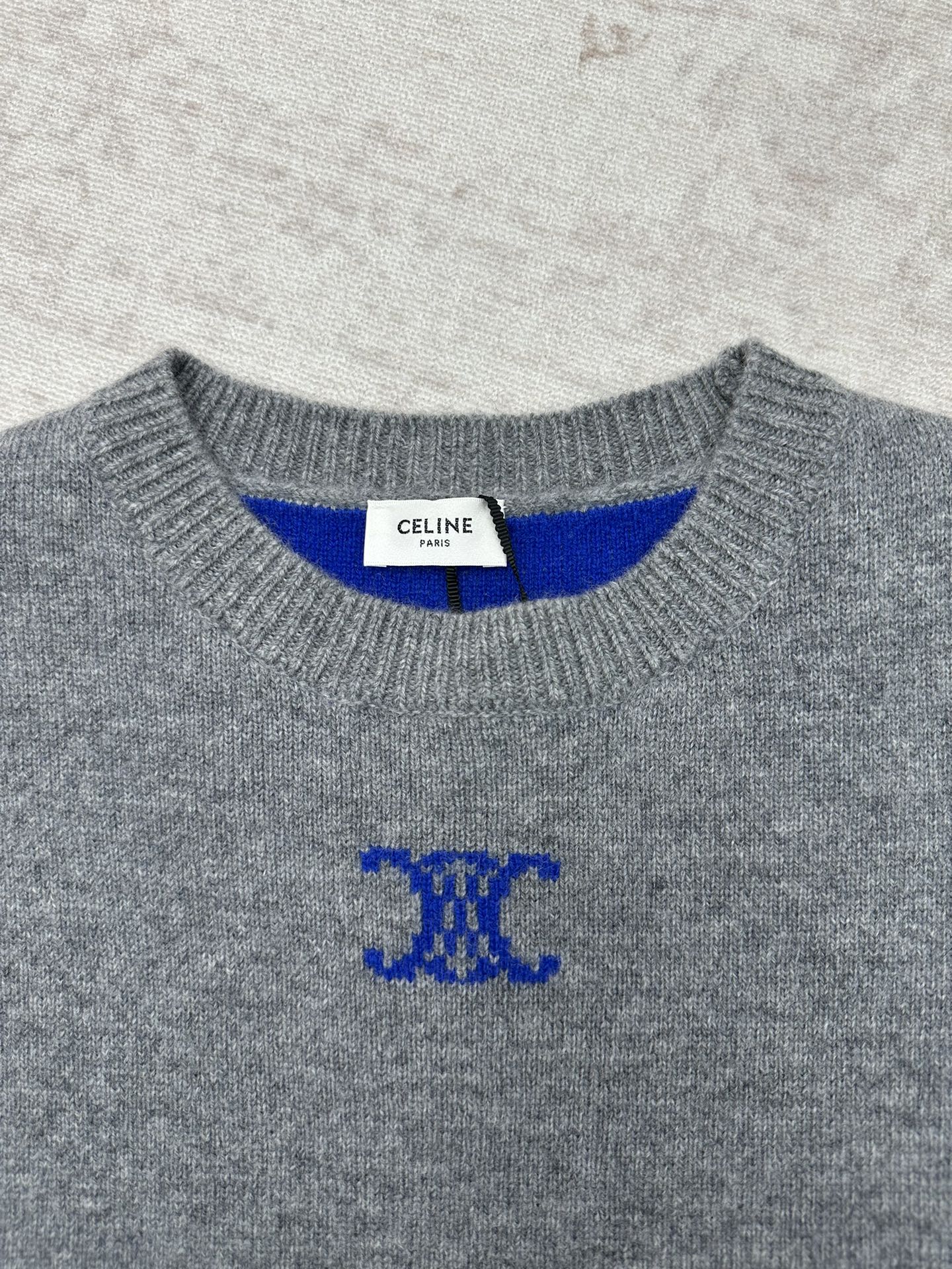 P285 赛琳 25ss新款圆领毛衣TRIOMPHE提花经典版型圆领罗纹饰边 码数：S.M.L.XL.