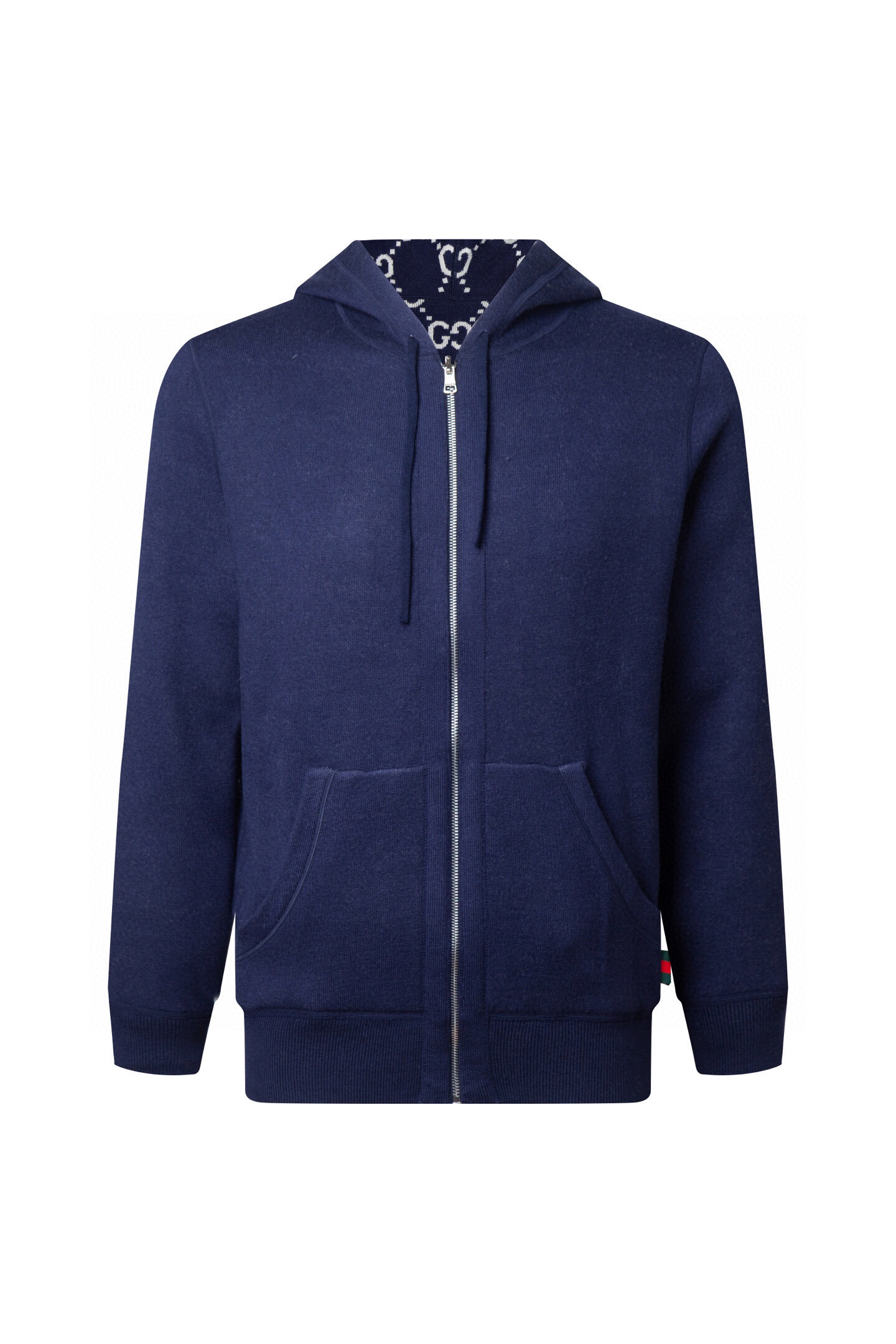 💰285(ZP版本) 双面🉑️穿 -Gucci经典款 双面可穿不同风格👍双C提花羊绒混纺连帽毛衣外套 男女同款 -采用ZP定制定染羊绒毛线98%羊绒成分面料 螺纹同缸定染零色差 全套辅料定制 区别市面通货 欢迎对比 -颜色 灰色 宝蓝色 -码数 S M L XL