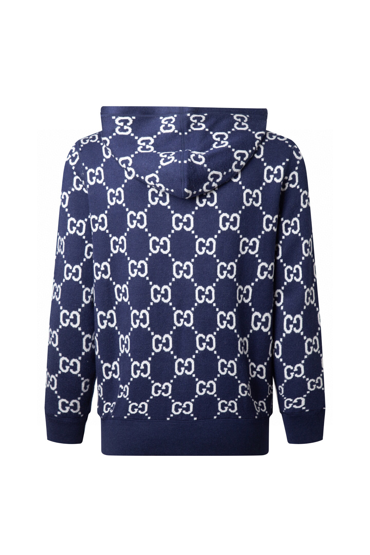 💰285(ZP版本) 双面🉑️穿 -Gucci经典款 双面可穿不同风格👍双C提花羊绒混纺连帽毛衣外套 男女同款 -采用ZP定制定染羊绒毛线98%羊绒成分面料 螺纹同缸定染零色差 全套辅料定制 区别市面通货 欢迎对比 -颜色 灰色 宝蓝色 -码数 S M L XL