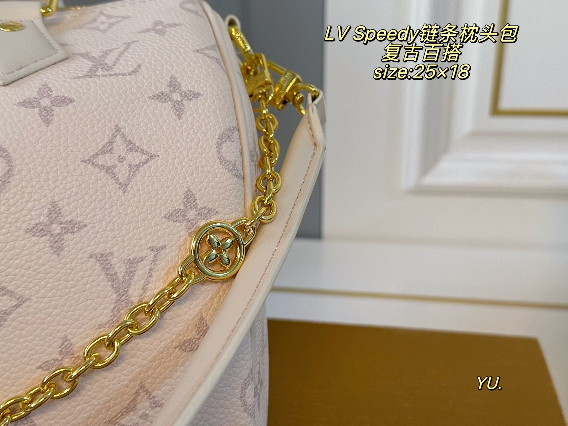 P160（无盒） size：25&times;18 LV 路易威登speedy bandoulelere枕头包💕 经典重现，轻便又时尚～ 手提➕链条⛓️设计，又酷又帅 浓浓复古风，时尚百搭，超级实用❗️