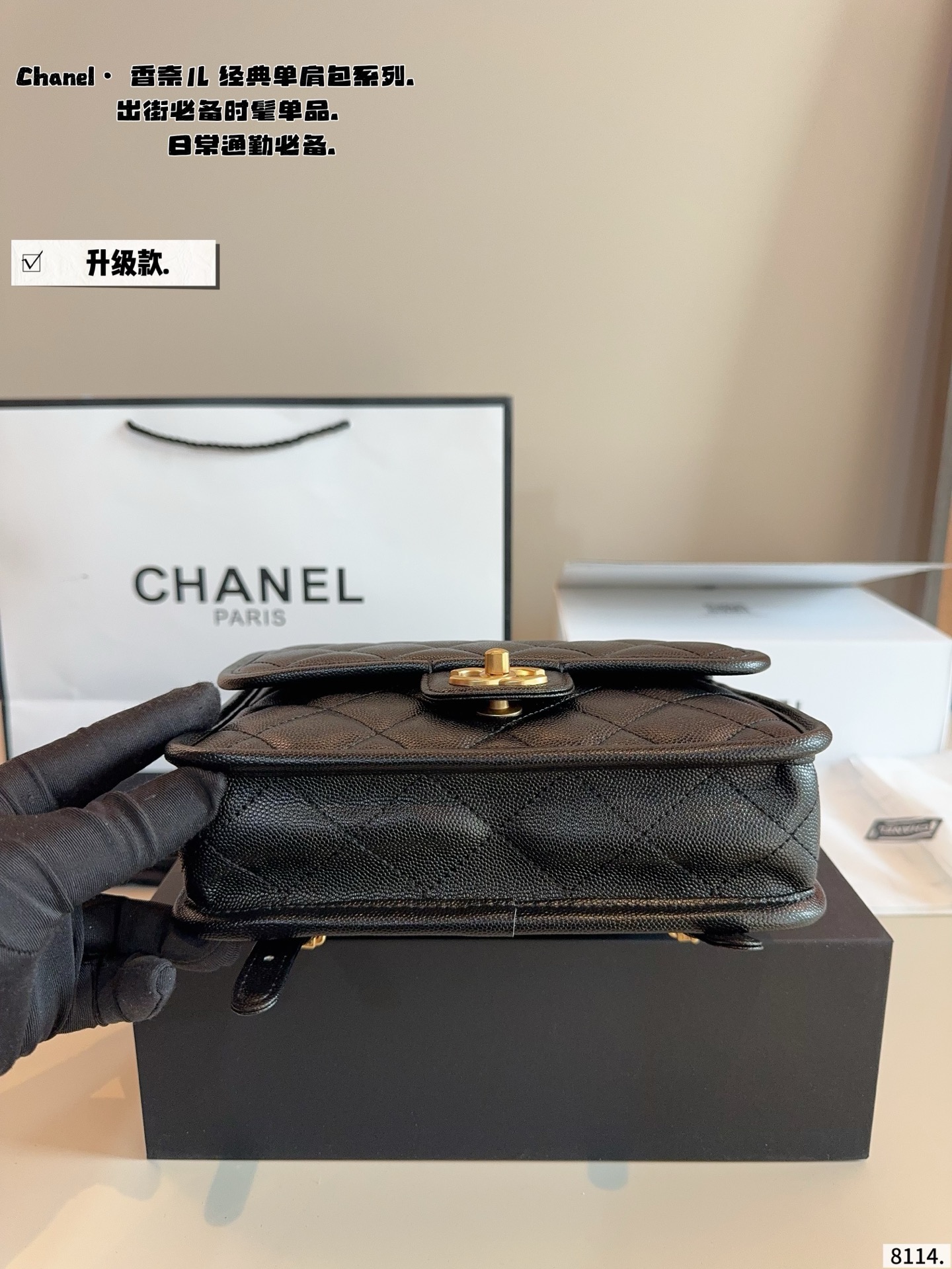 p205配礼盒🎁. 香奈儿CHANEL 新品四叶草双肩包 简直无法拒绝 超显气质 高级感十足 集美必入款 尺寸：22*6*20cm