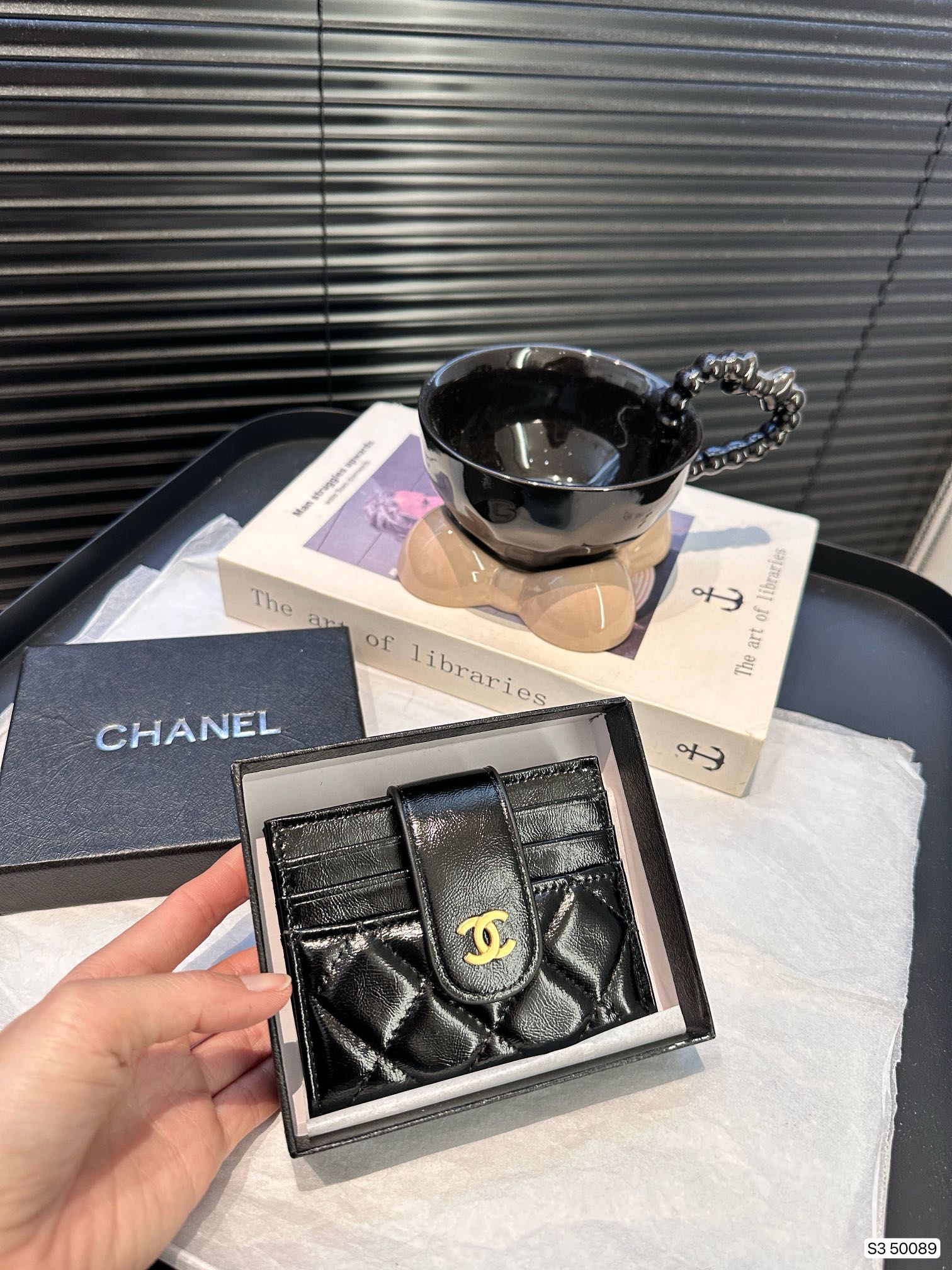 P65 配盒 香奈儿卡包 做工精致，媲美专柜 多功能小钱包卡包 超多卡位时尚美美必备，超级实用！尺寸：10.5 8.5 货号50089