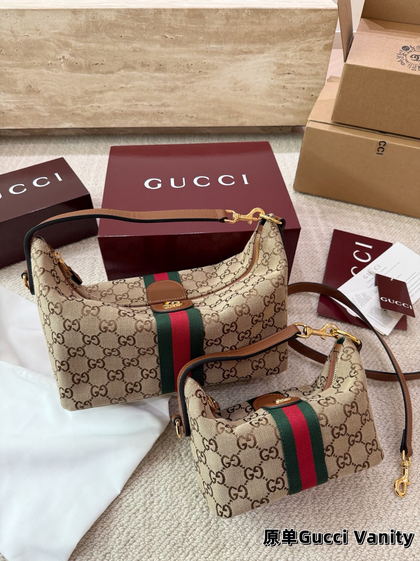 P185 P175 Gucci Vanity新品2026款 饭盒包 搭配延长袋 太实用啦 无论手提还是斜挎都太🉑啦 配礼盒尺寸大号27.19 小号19.13