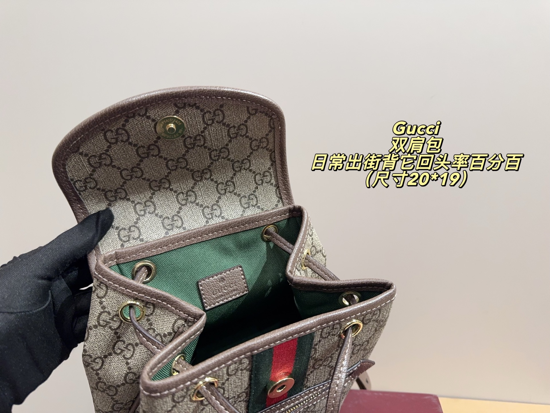 P170配折叠盒⚠️尺寸20*19 酷奇 Gucci mini双肩包 质感很高级 容量超级大也很耐用 日常出街背它回头率百分百 就是这种随性慵懒感