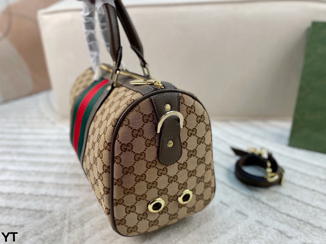 p120 无盒🎁 Gucci枕头包 双G老花帆布系列 手感柔软舒适 耐磨度极好 人手必备 适合手提肩背两用 实用大容量包包 非常轻 上身真的超级洋气!! 尺寸：31*20