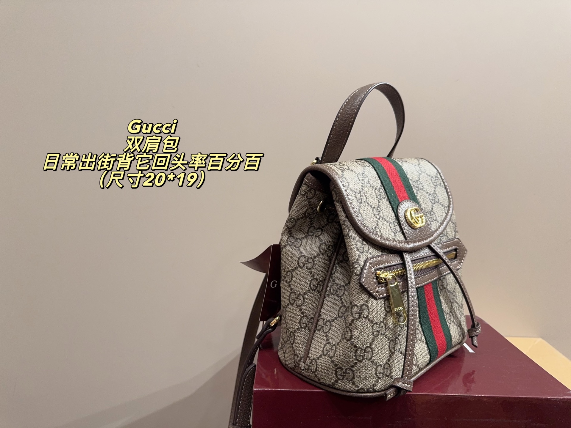 P170配折叠盒⚠️尺寸20*19 酷奇 Gucci mini双肩包 质感很高级 容量超级大也很耐用 日常出街背它回头率百分百 就是这种随性慵懒感