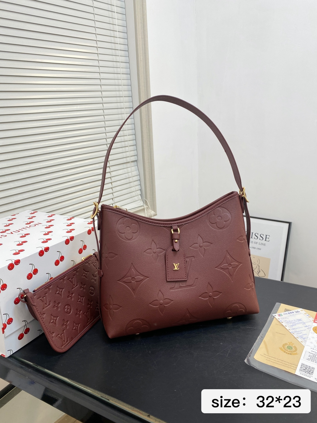 🅿️💰185 配折叠盒 尺寸32*23 LV购物袋 酒红系列购物袋 Lv Neverfull 经典入门款购物袋 骨灰级产物！经典到无可复制！ 2200