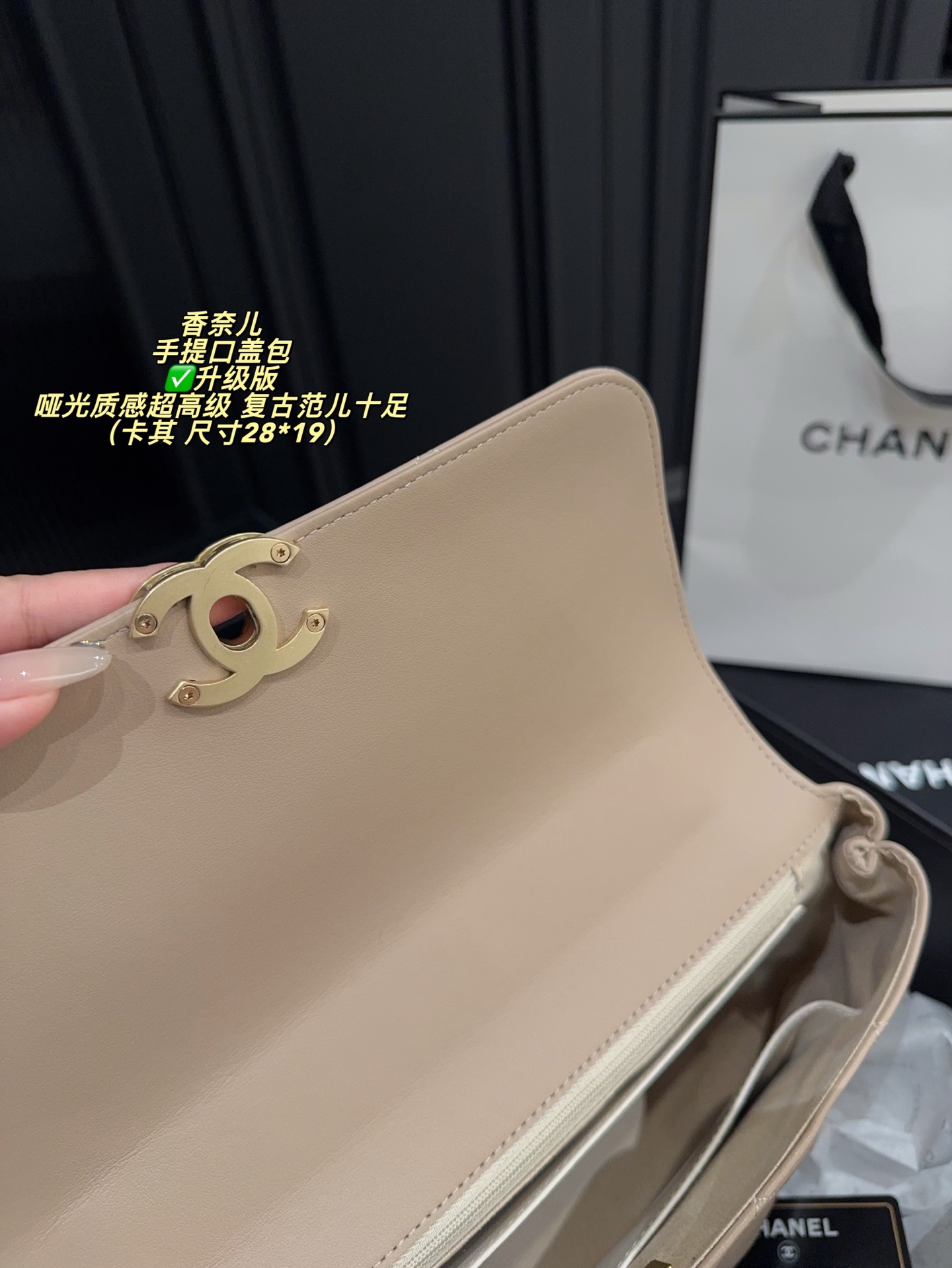 ✅升级版P195全套包装⚠️尺寸28*19 香奈儿Chanel25s手提口盖包 金扣 哑光质感超高级 复古范儿十足 日常出街背它回头率百分百