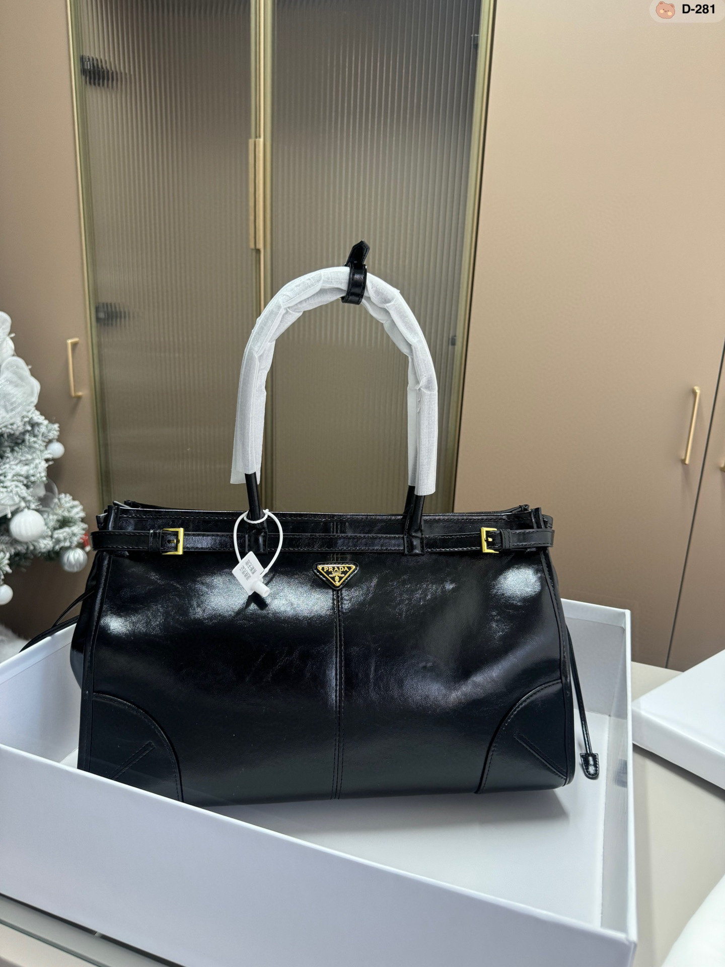 💰p205 高版本PRADA普拉达 soft lux油蜡皮hobo长手柄手提包腋下包 可斜挎D-281尺寸38.11.23配盒