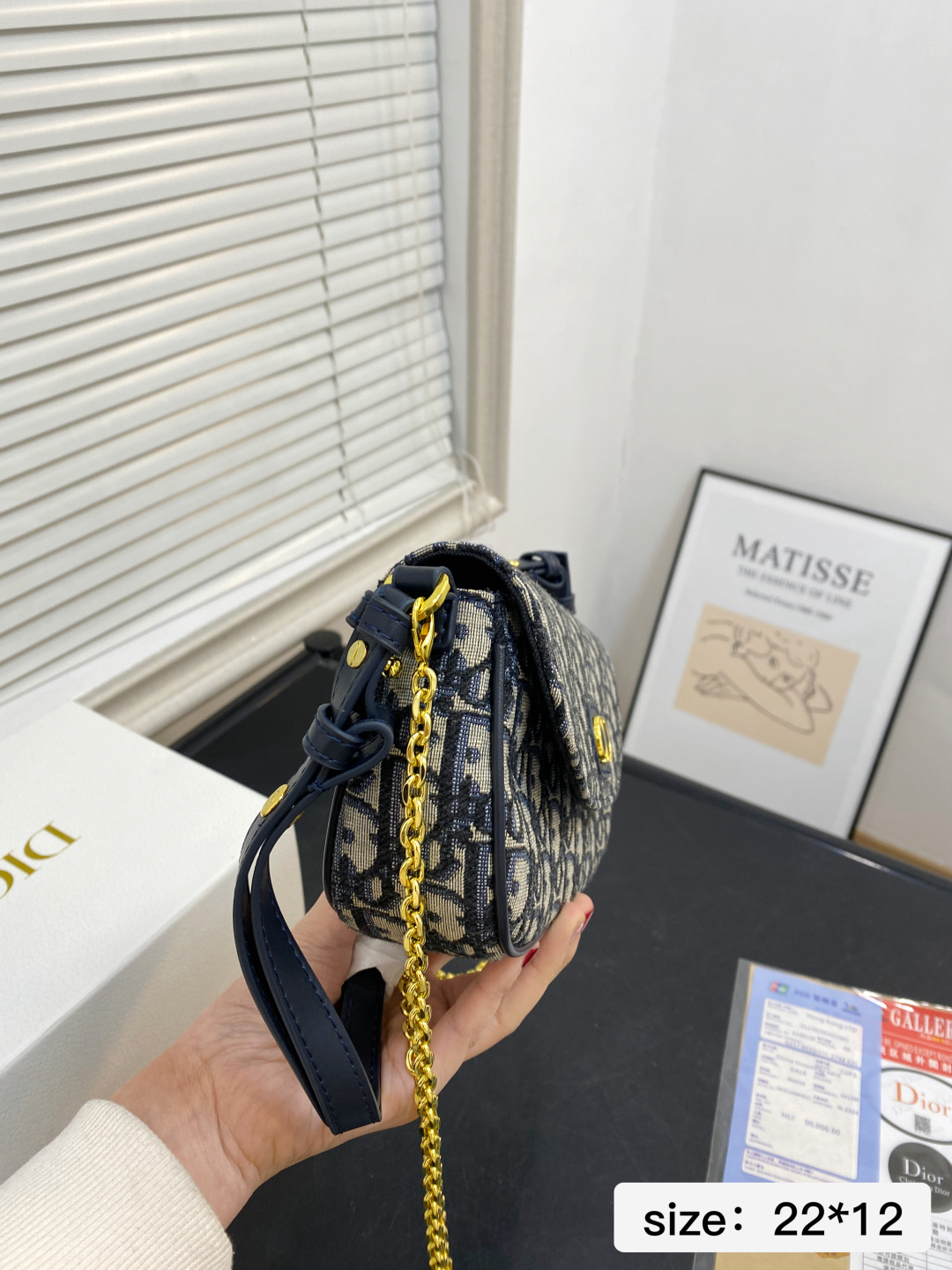 🅿️💰165 配折叠盒 尺寸22*12 迪奥CD链条包 Dior 迪奥 全新Caro系列 包袋 复古与未来感并存 新品MONTAIGNE藤格纹链条包单肩斜挎包 3121
