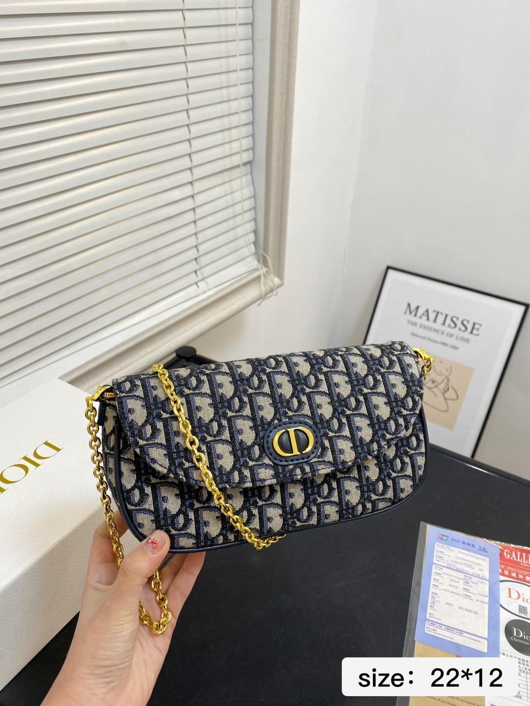 🅿️💰165 配折叠盒 尺寸22*12 迪奥CD链条包 Dior 迪奥 全新Caro系列 包袋 复古与未来感并存 新品MONTAIGNE藤格纹链条包单肩斜挎包 3121