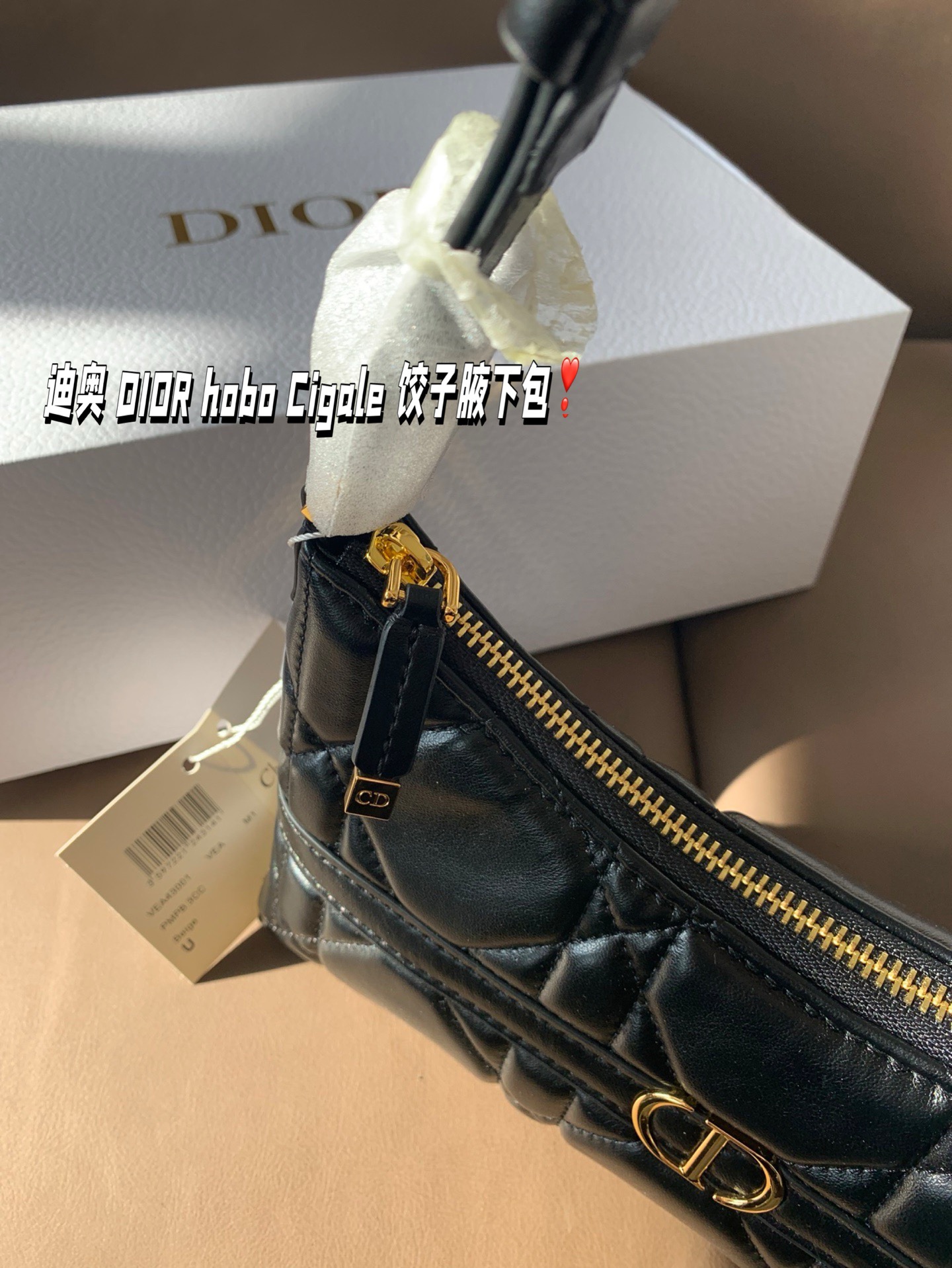 P155 折叠盒 迪奥 DIOR hobo Cigale 饺子腋下包 喜欢腋下包的有福啦 DIOR新出的这款迷你单肩水饺包 尺寸23*11