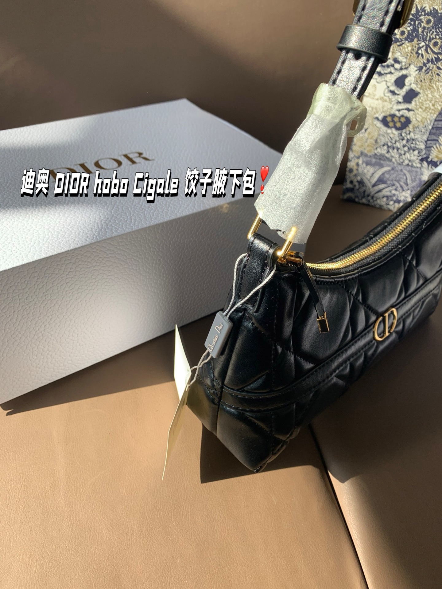 P155 折叠盒 迪奥 DIOR hobo Cigale 饺子腋下包 喜欢腋下包的有福啦 DIOR新出的这款迷你单肩水饺包 尺寸23*11