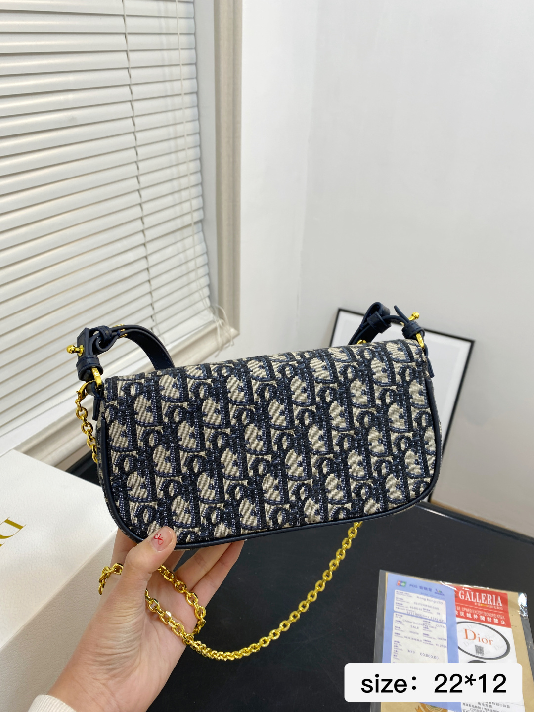 🅿️💰165 配折叠盒 尺寸22*12 迪奥CD链条包 Dior 迪奥 全新Caro系列 包袋 复古与未来感并存 新品MONTAIGNE藤格纹链条包单肩斜挎包 3121