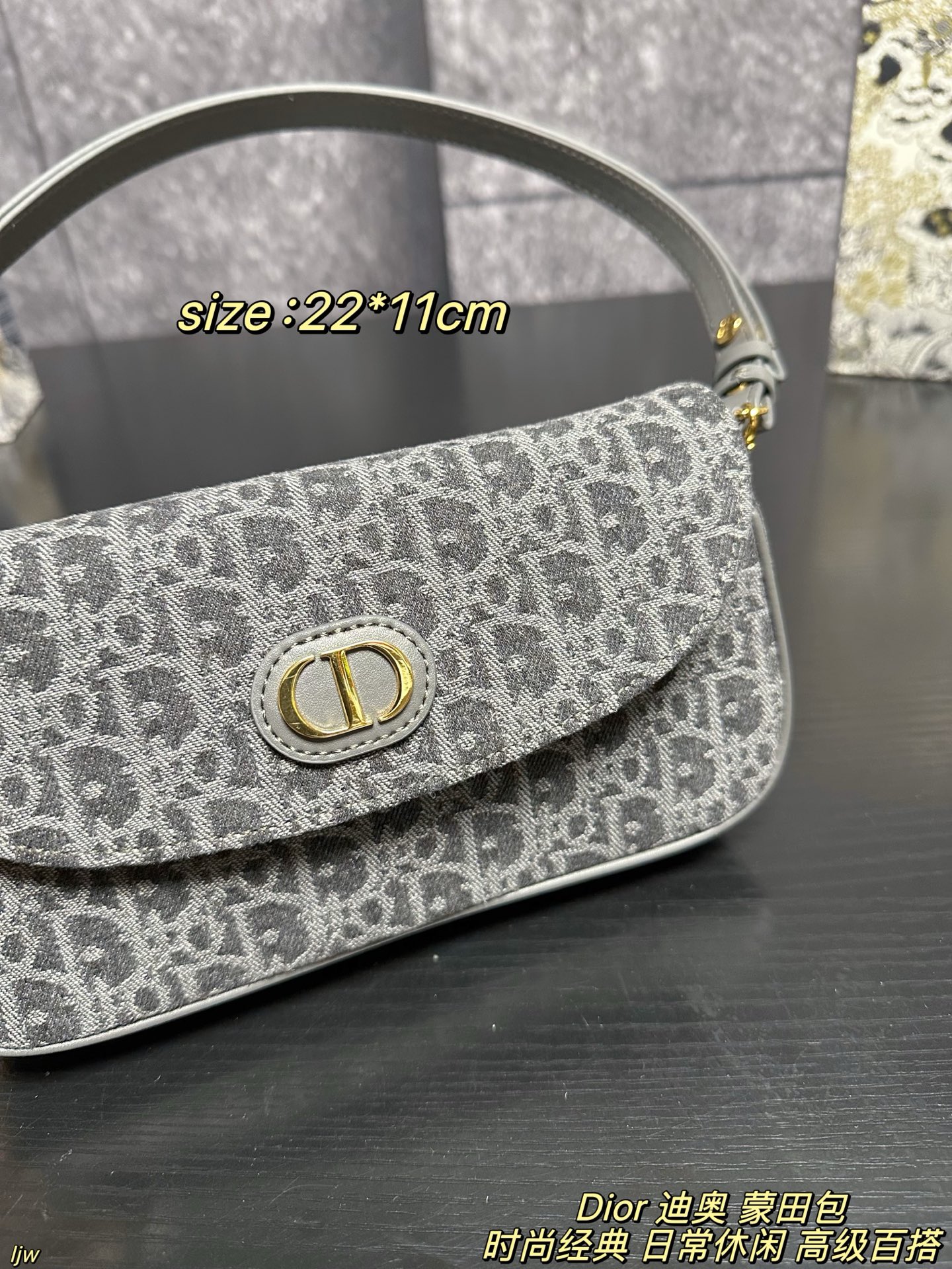 P165配盒 Dior 迪奥 蒙田包 迪奥新品，这只蒙田 D-Vine 真的越看越喜欢，白色老花提花带一点黑线细节，刚好是那种秋天的柔和质感，最可爱的是那个小狮子包挂！毛茸茸的、软软的，挂上去整只包都变得更俏皮～优雅和可爱这次全都拿捏住了🐾 尺寸：22*11cm