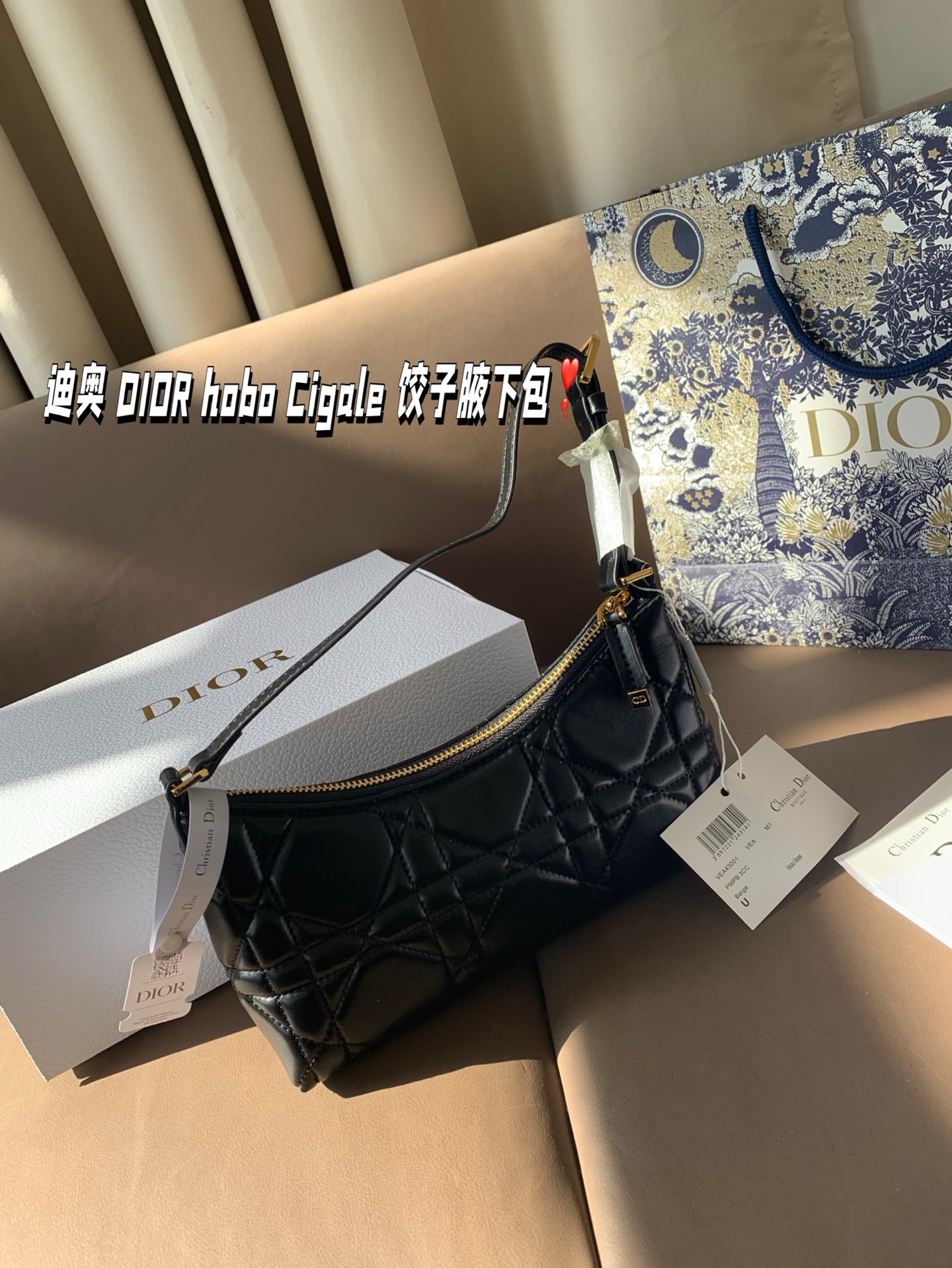 P155 折叠盒 迪奥 DIOR hobo Cigale 饺子腋下包 喜欢腋下包的有福啦 DIOR新出的这款迷你单肩水饺包 尺寸23*11