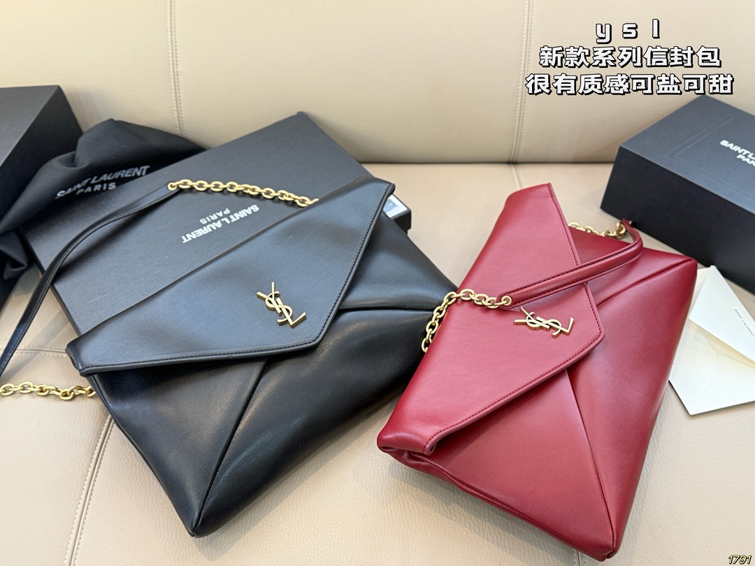 &yen;150配盒 圣罗兰 信封包 YSL 绵密的手感，轻便的包包 很有质感 可盐可甜 上身绝美 无可比拟 是每个追求漂亮的女孩必入单品 尺寸33 20