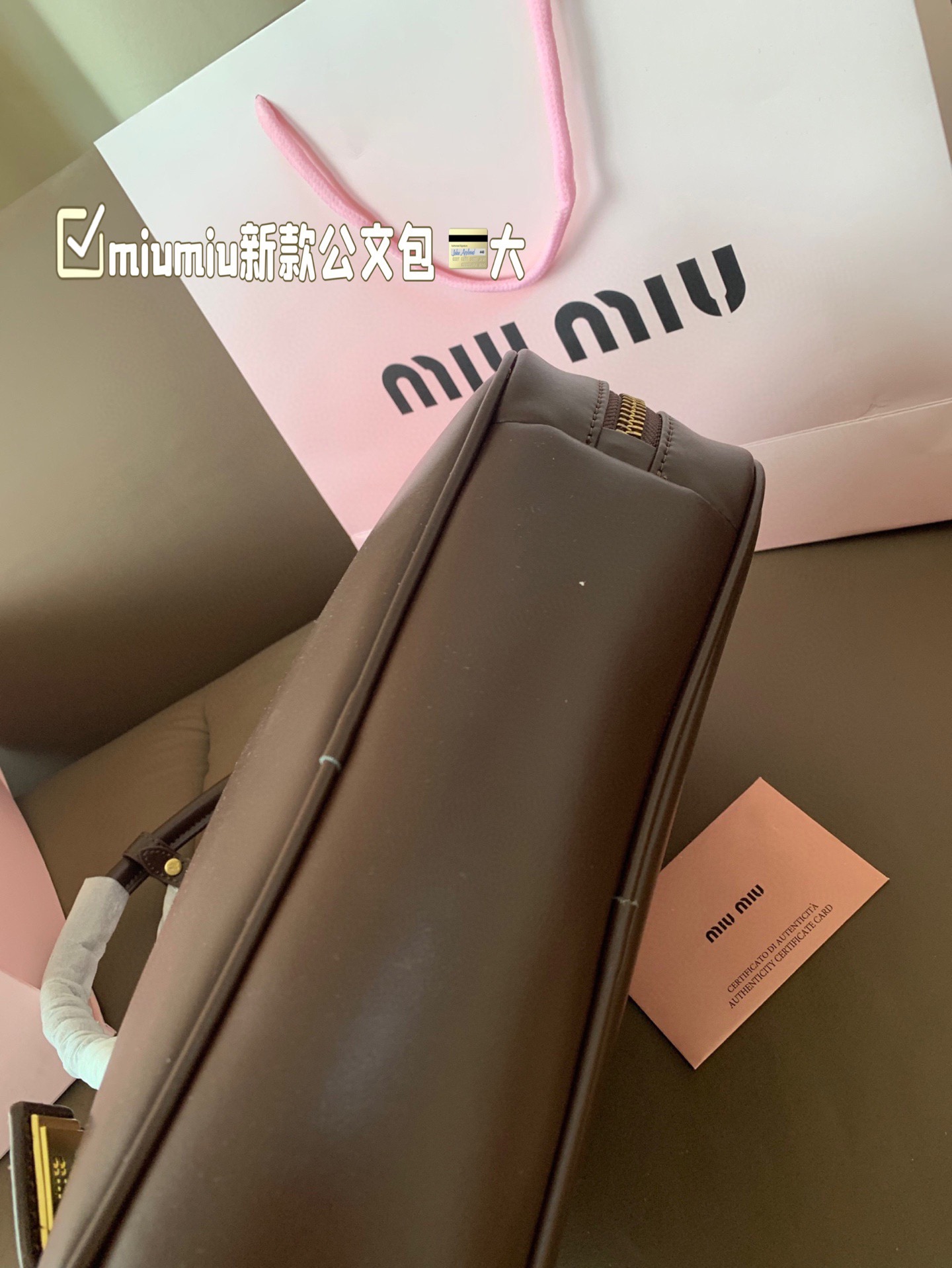 大P260 miumiu新款公文包 今年的风刮的太猛了 老多爆款了! 这款的版型太受欢迎! #miumiu 这一季不管是单肩包 #miumiu包 还是托特包都超级可爱! 尺寸 大29*17