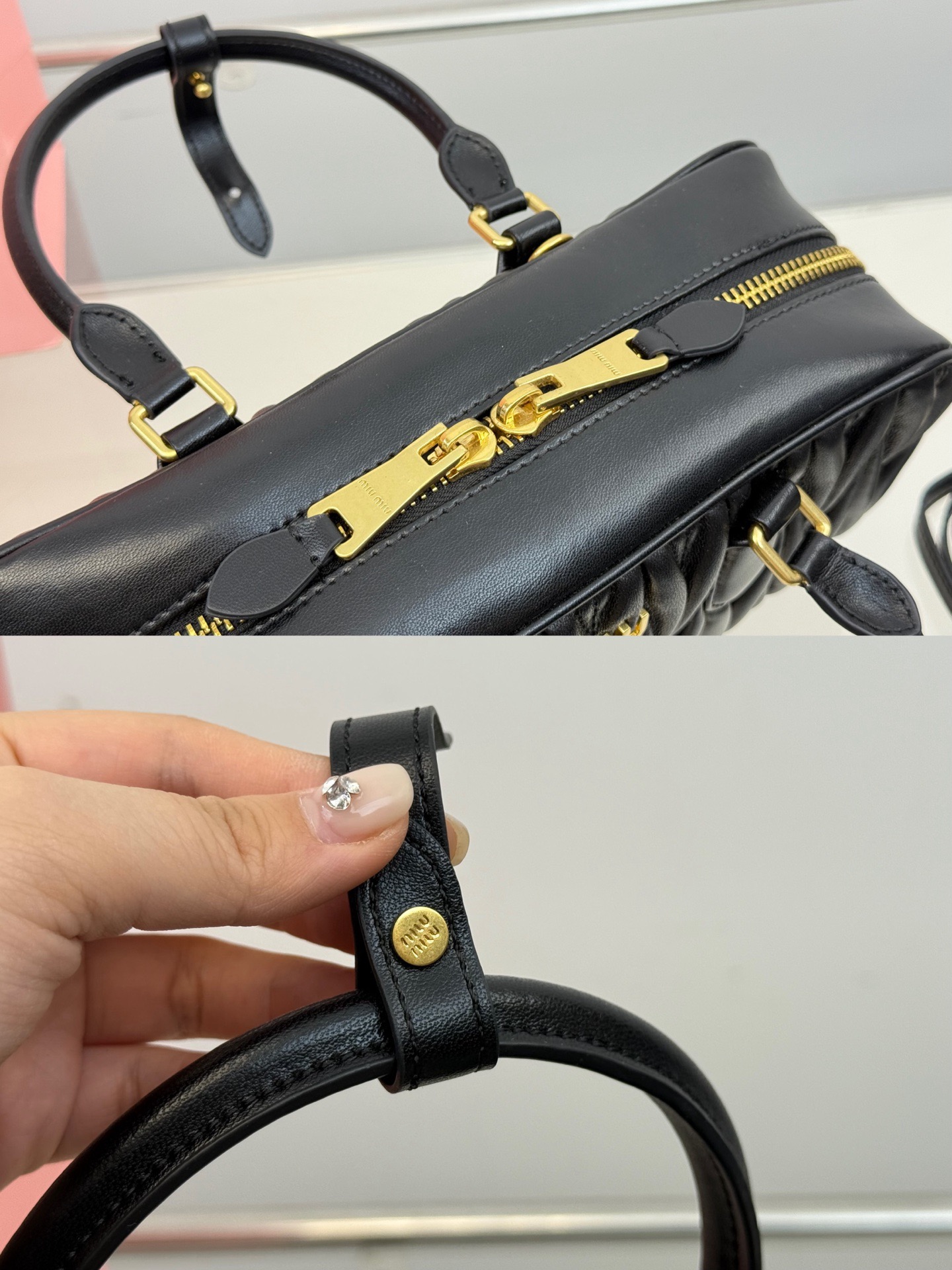 (折叠盒⚠️)p250/p240/p235 (羊皮) Miu新品 高级褶皱保龄球包 搭配小零钱包 精致独特的设计 时尚绝美 大方且与众不同 size:28*13cm(大) size:23*12cm(中) size:20*11cm(小)