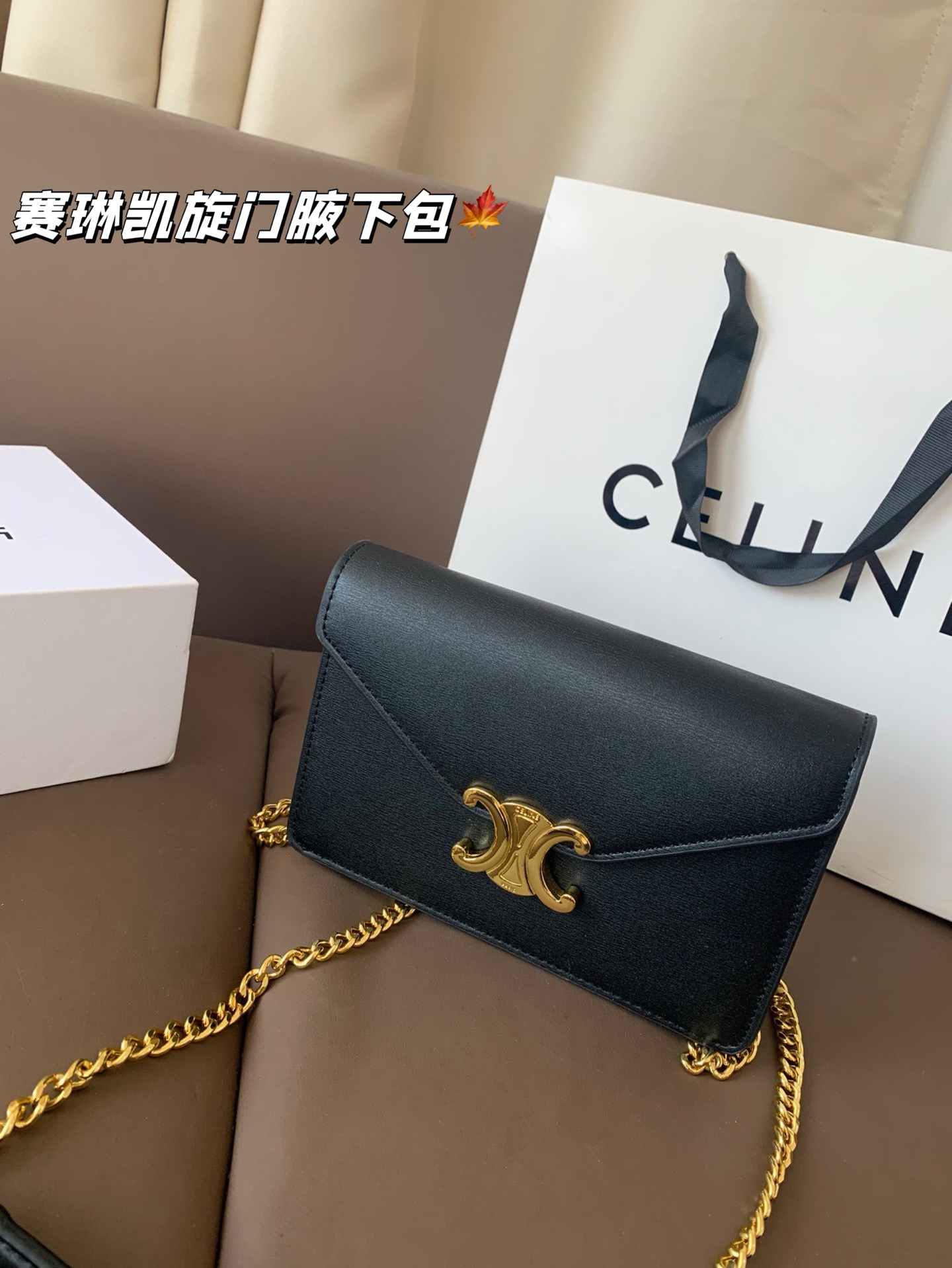 P135 CELIN.Triomphe 赛琳最新款凯旋门腋下包 随便穿什么搭配这个包都是高级风 尺寸19*13折叠盒