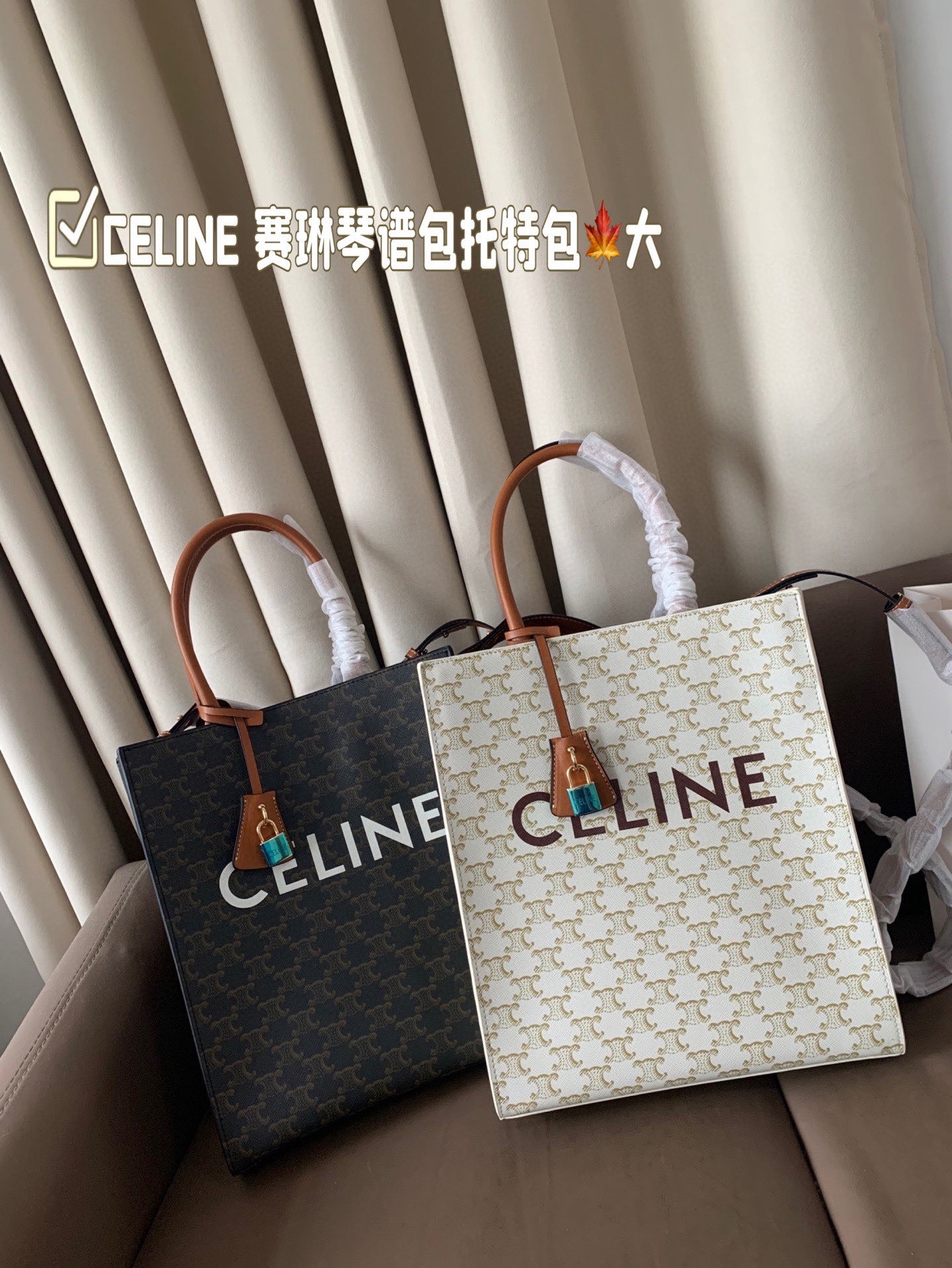 P130 大号(配盒) size:28&times;33 CELINE 赛琳老花琴谱包托特包💕 外形设计百看不厌，性价比超高✅ 摸起来质感超好，斜挎手拎都可爱！ 性价比很高✅，背上就是可爱精❣️