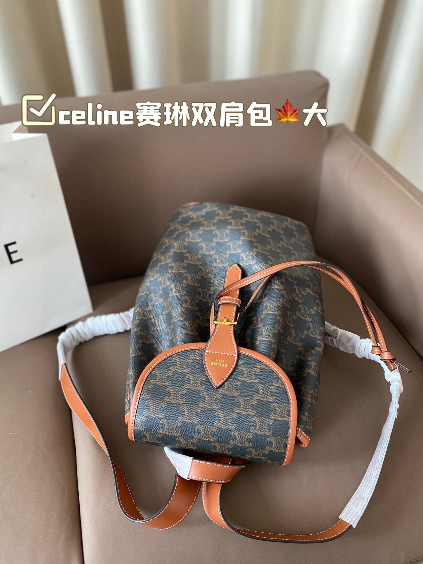 P160 配折叠盒子 赛琳双肩包 celine新品预告本命老花双肩包 释放双手！复古小巧 实用性设计肩带长度可调节容量满满经典学院风休闲日常 老花经典加持日常的优秀单品很有学识氛围的通勤自在的复古少女感 减龄青春又文气巴黎女孩的年轻单品 尺寸23*30