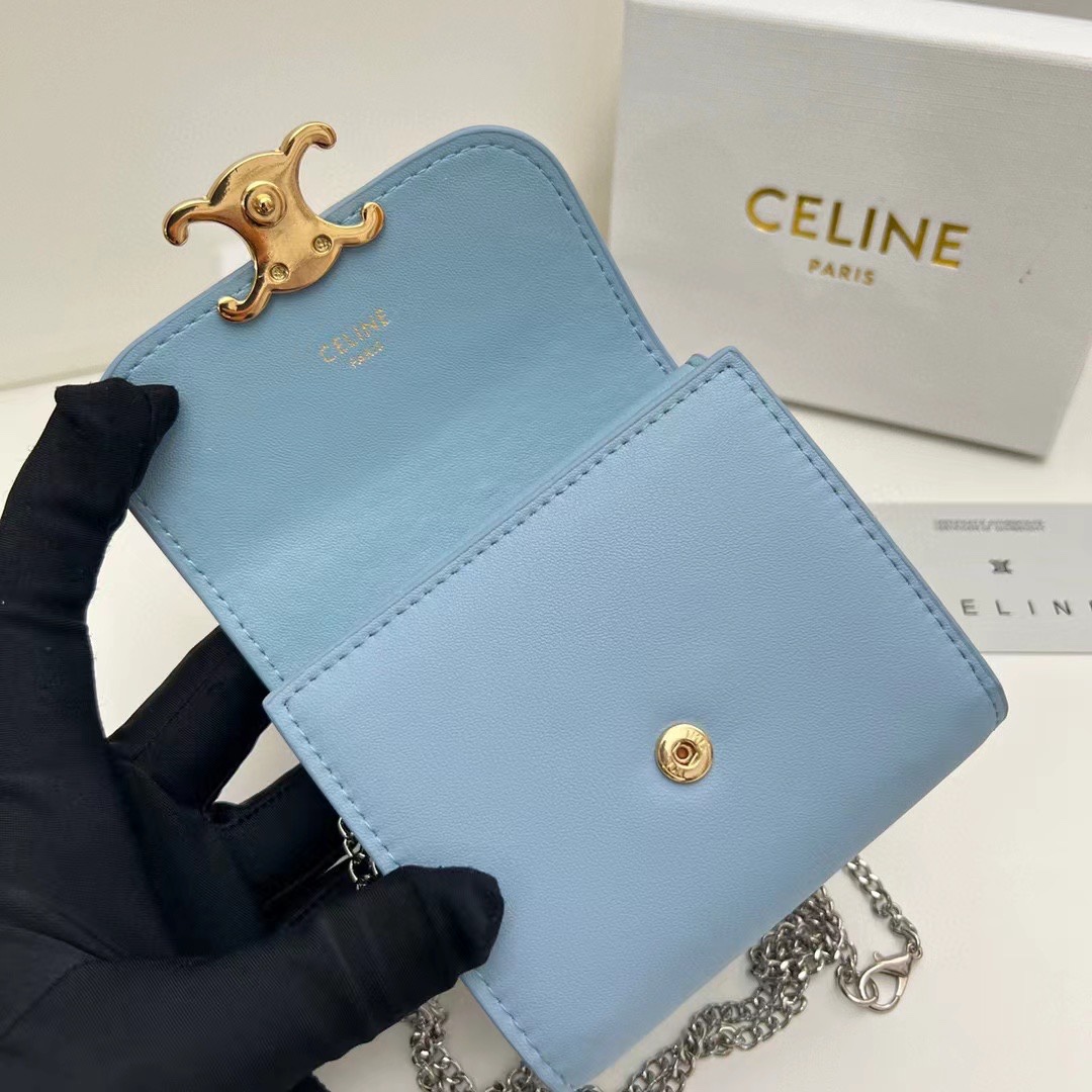 P100🎀Celine 10783 链条可拆卸🎀颜色 矿物灰 🎀尺寸 11*10*5🎀Celine凯旋门非常炫美的一个系列，专柜同步，采用头层牛皮，精致时尚！可以单肩背，也可做钱包使用，凹造型必备！
