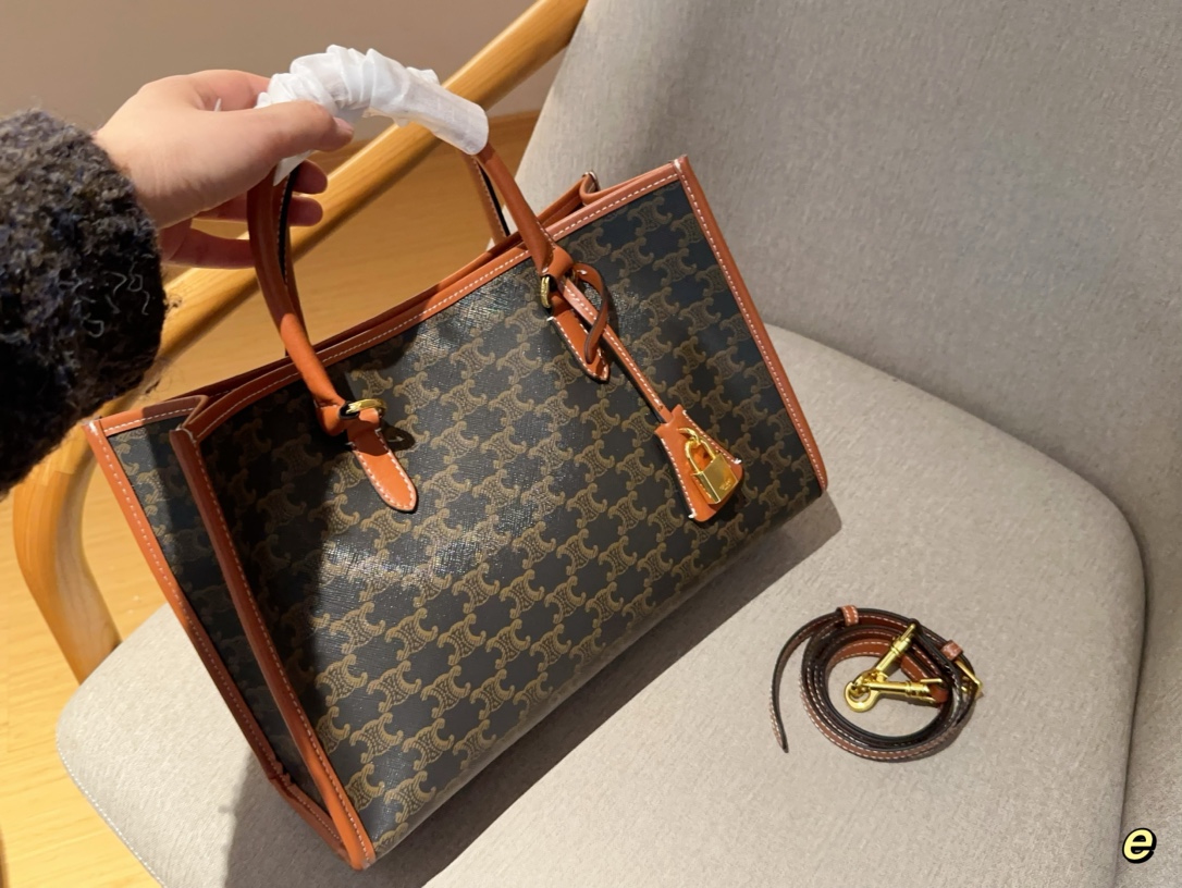 💰125 无盒 赛琳celine 新款老花托特包Tote购物袋 超大容量很能装~超级实用 尺寸：35*23
