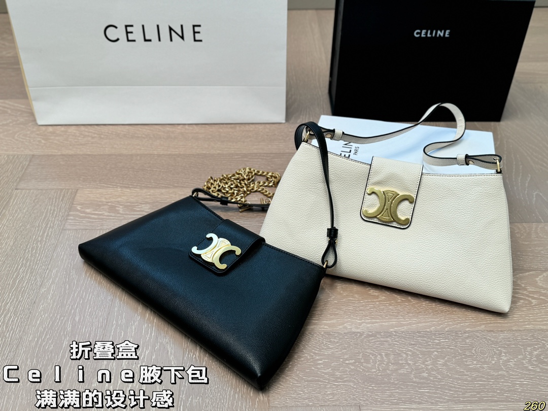 &yen;150折叠盒 Celine赛琳腋下包 满满的设计感 复古中透露着优雅 超级高级的配色 实物绝对惊艳到你 尺寸 30 15