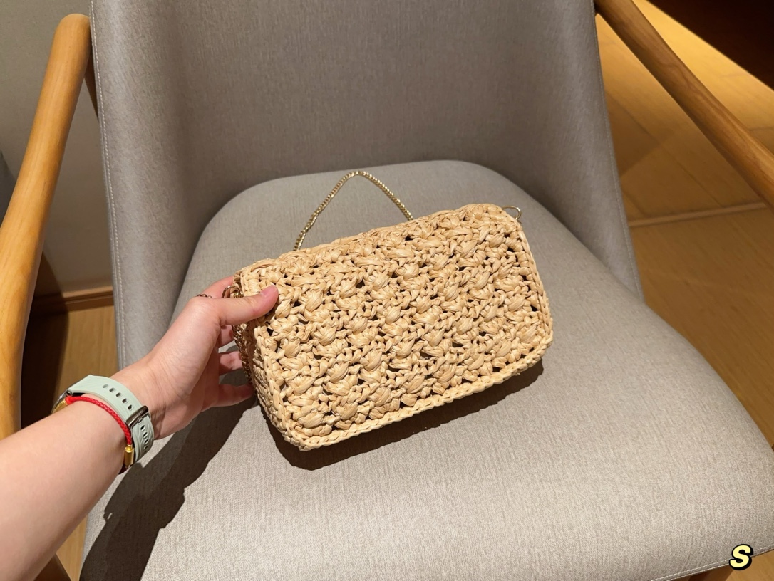 💰145 赛琳Celine 草编拉菲草编织镂空链条包 尺寸25&times;14&times;9 礼盒包装🎁