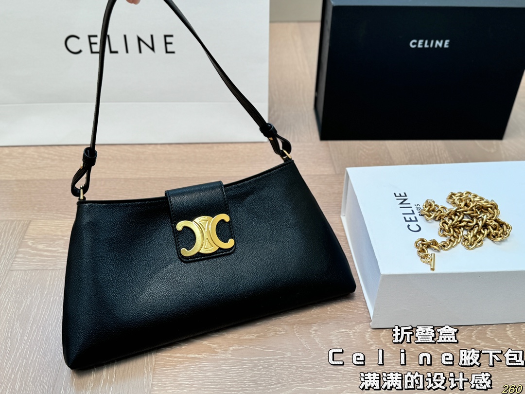 &yen;150折叠盒 Celine赛琳腋下包 满满的设计感 复古中透露着优雅 超级高级的配色 实物绝对惊艳到你 尺寸 30 15