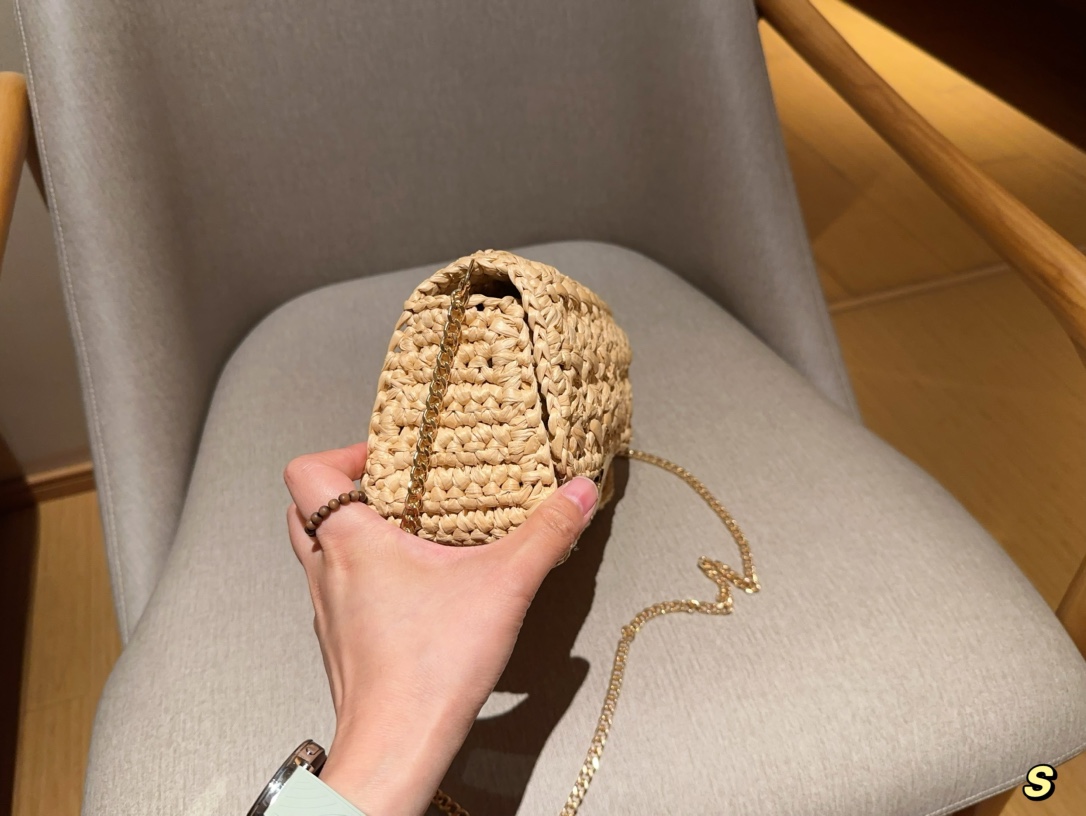 💰145 赛琳Celine 草编拉菲草编织镂空链条包 尺寸25&times;14&times;9 礼盒包装🎁